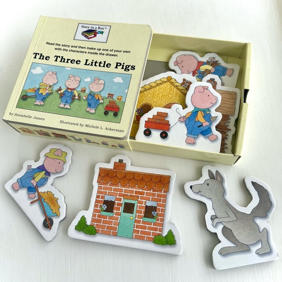 The Three Little Pigs Story in a Box Board Book Stand Up Characters & Houses Toy - Picture 2 of 12